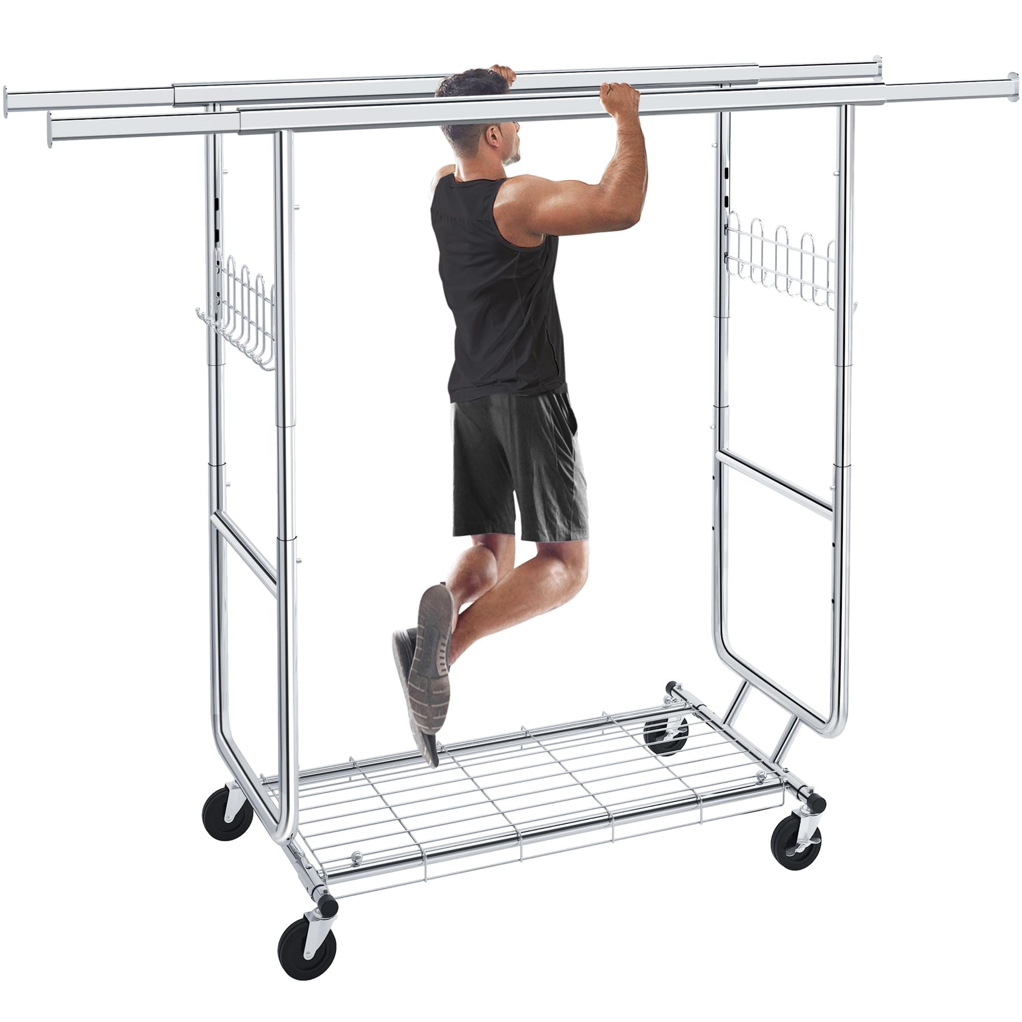 Heavy Duty Clothes Rack for 300 Clothing Items: 620 LB Capacity, Collapsible & Adjustable