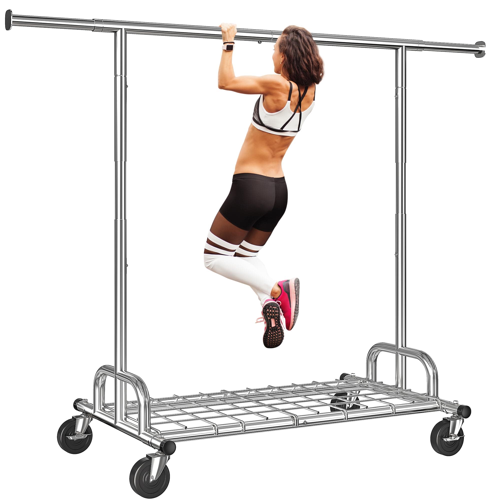 Raybee Heavy Duty 480LB Clothes Rack, Adjustable Rolling Closet Organizer