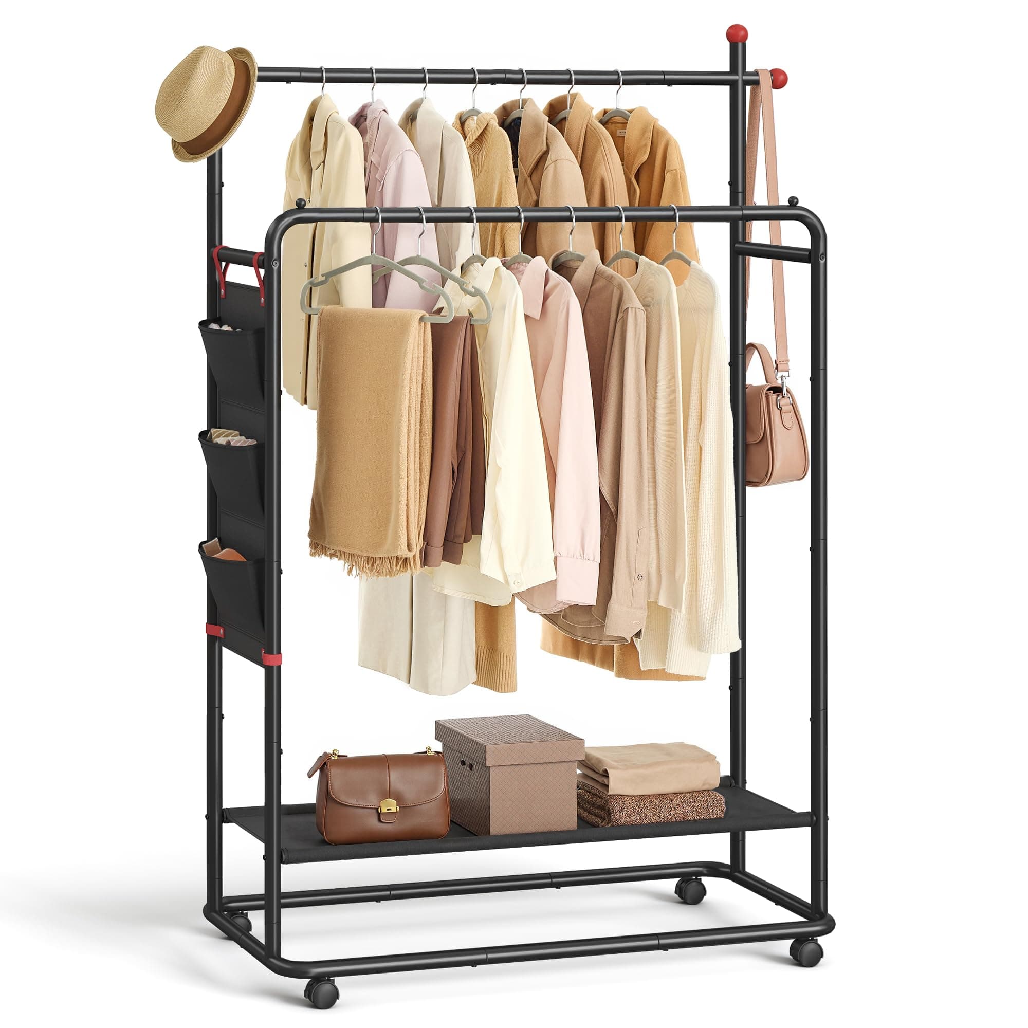 SONGMICS Home Double-Rod Clothes Rack with Storage Bag UHSR171B01