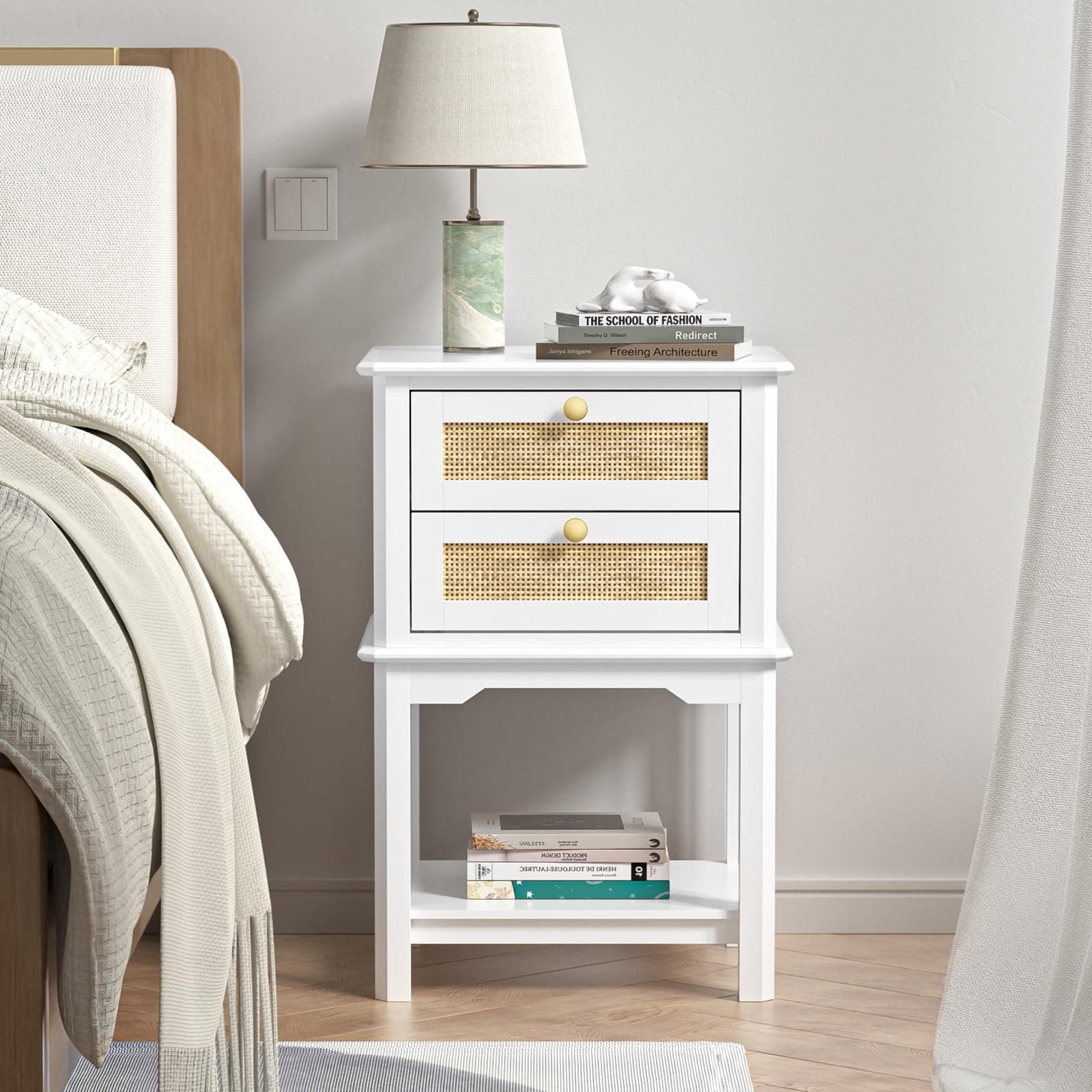 Giluta Natural Rattan 2-Drawer Nightstand, 27.95" H