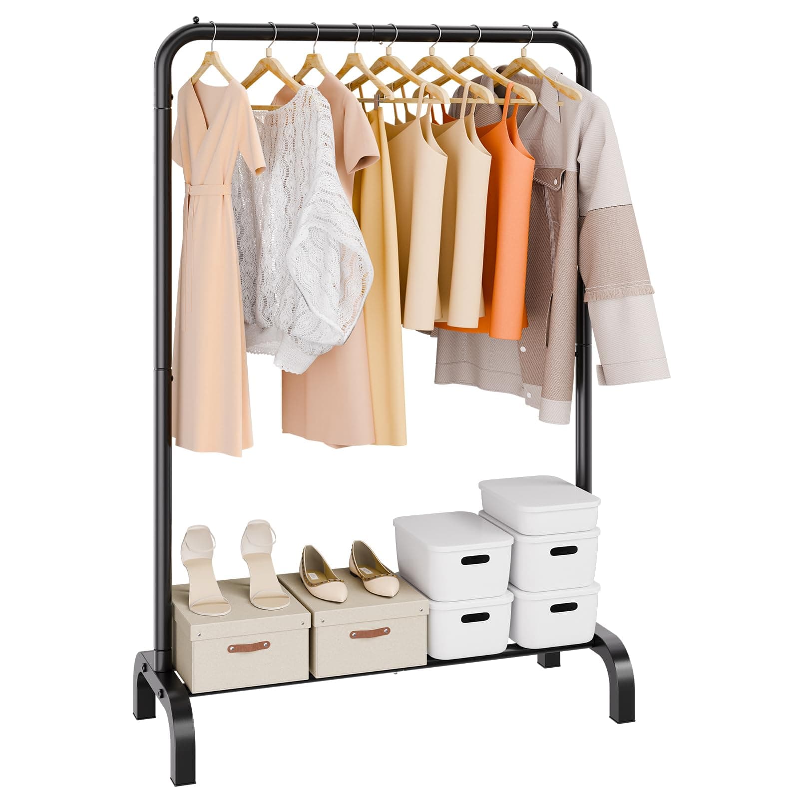 VEVOR Heavy Duty Clothing Rack with Hanging Rod & Bottom Storage
