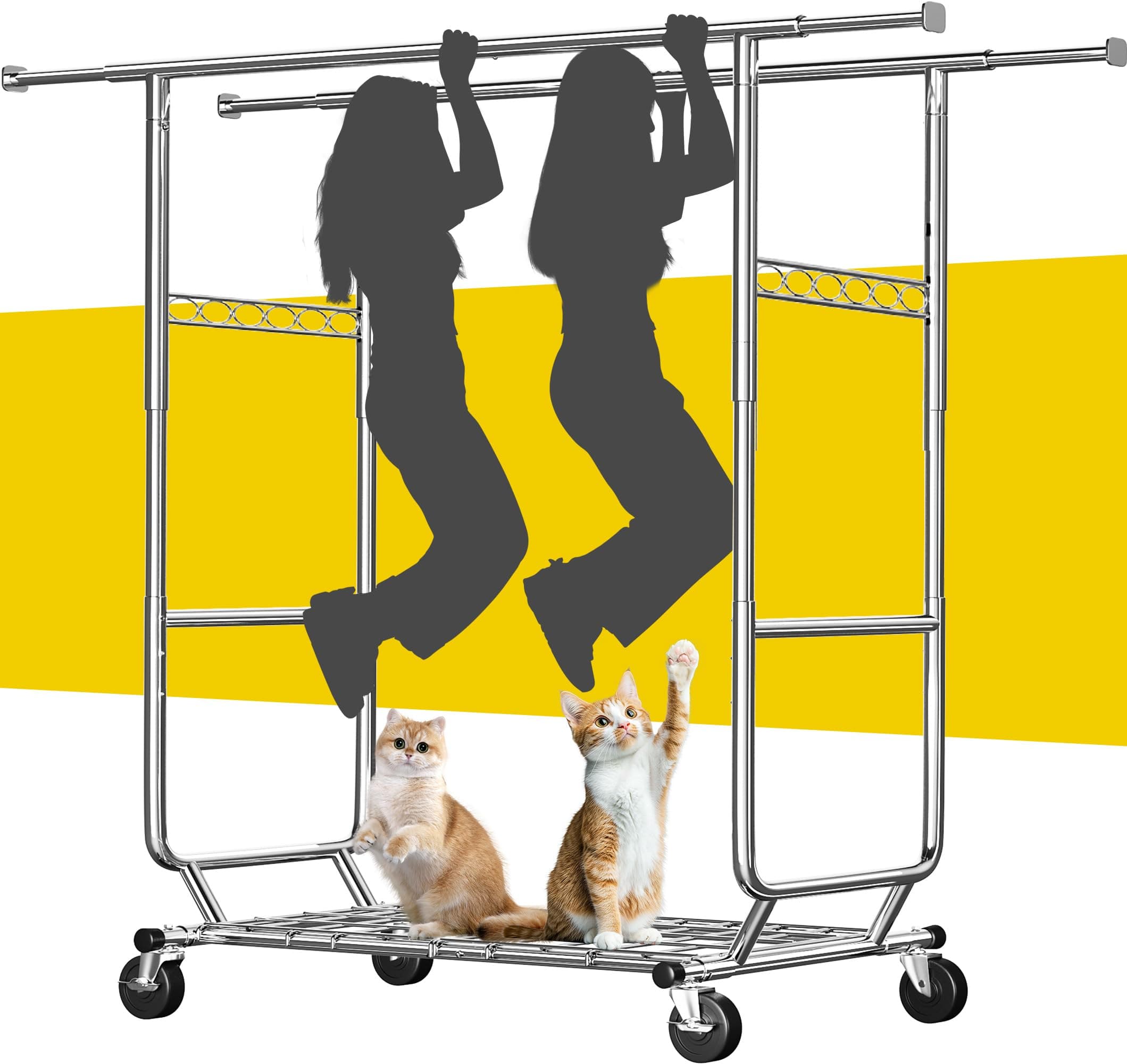 Raybee Heavy Duty Rolling Clothes Rack 630 LBS, Adjustable & Commercial Grade
