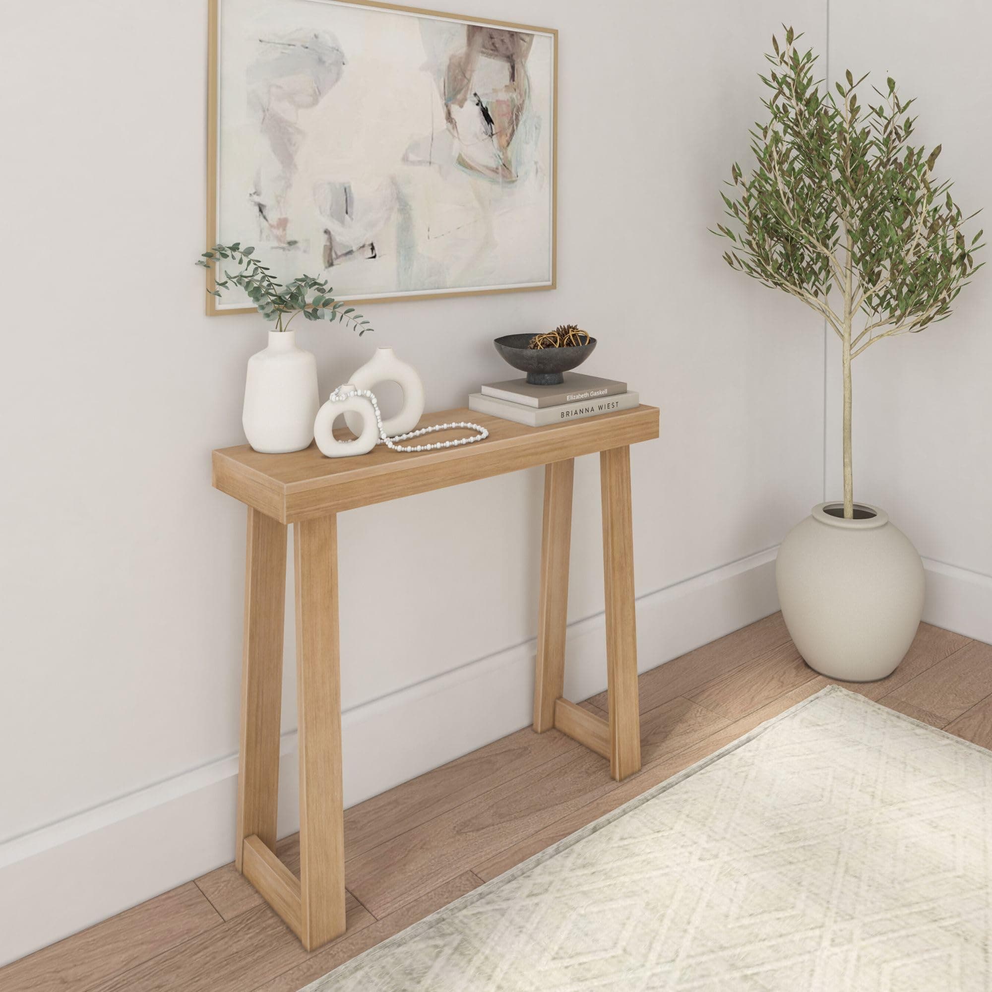 Plank+Beam Solid Wood Console Table, Blonde, 36 Inch, Easy Assembly