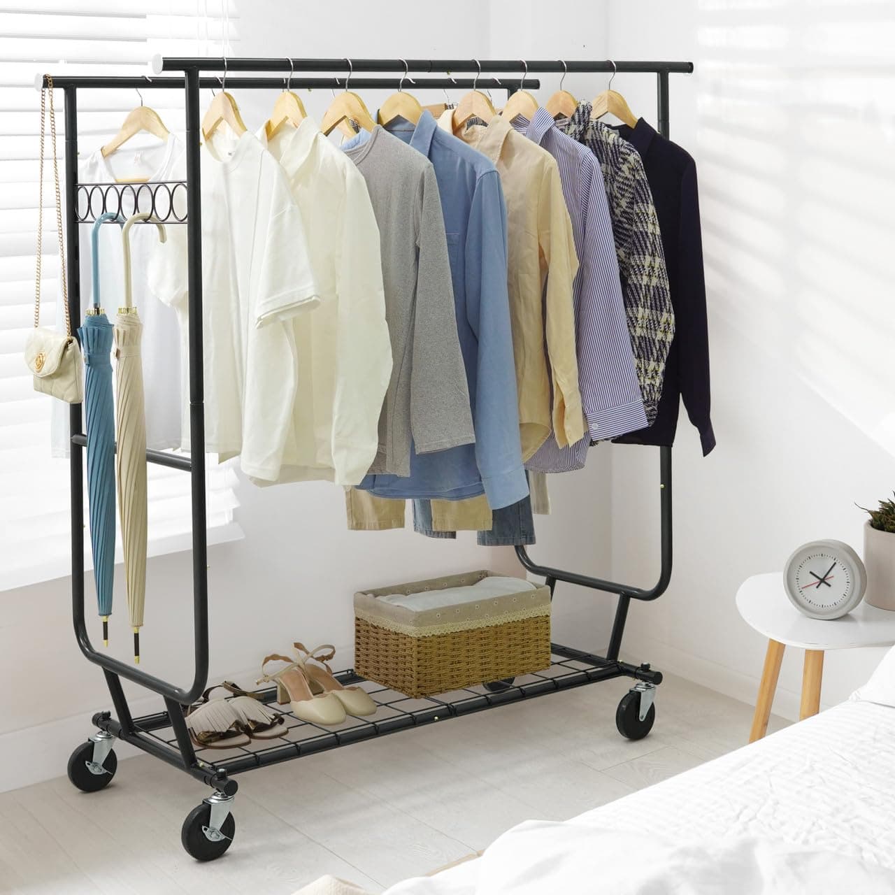 CAPHAUS Heavy Duty Rolling Clothes Rack, 660LBS Capacity, Black
