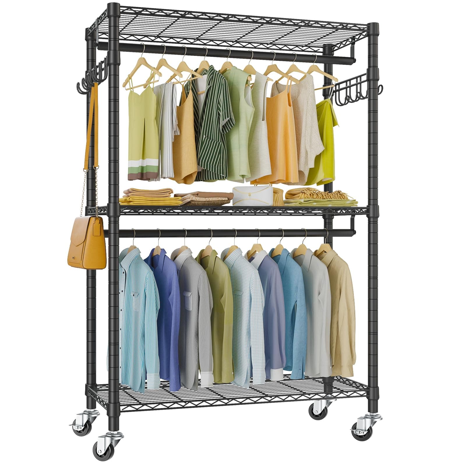 Vipek R2 Plus Black Freestanding Metal Clothes Storage Rack