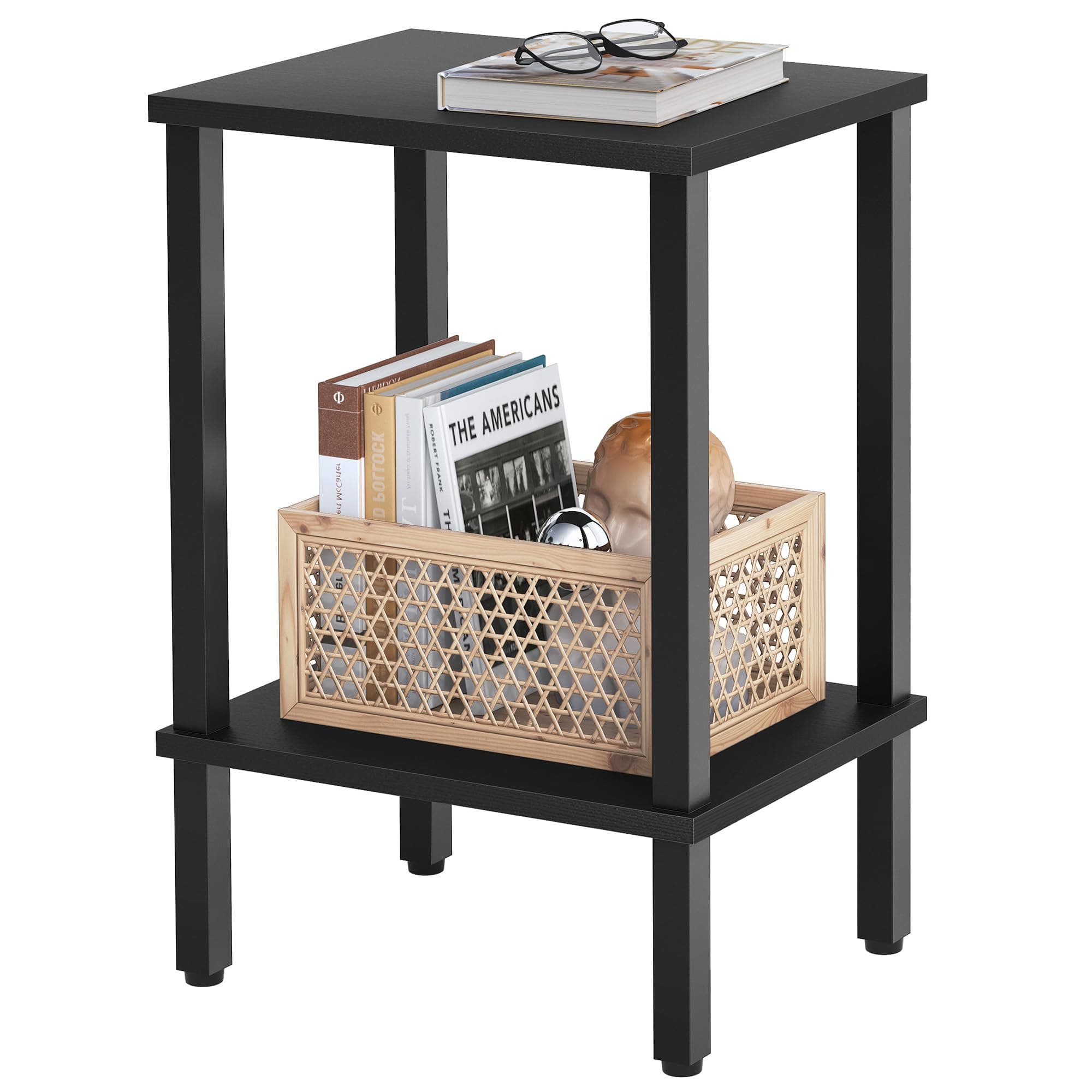 Narrow 2-Tier End Table with Storage for Small Spaces