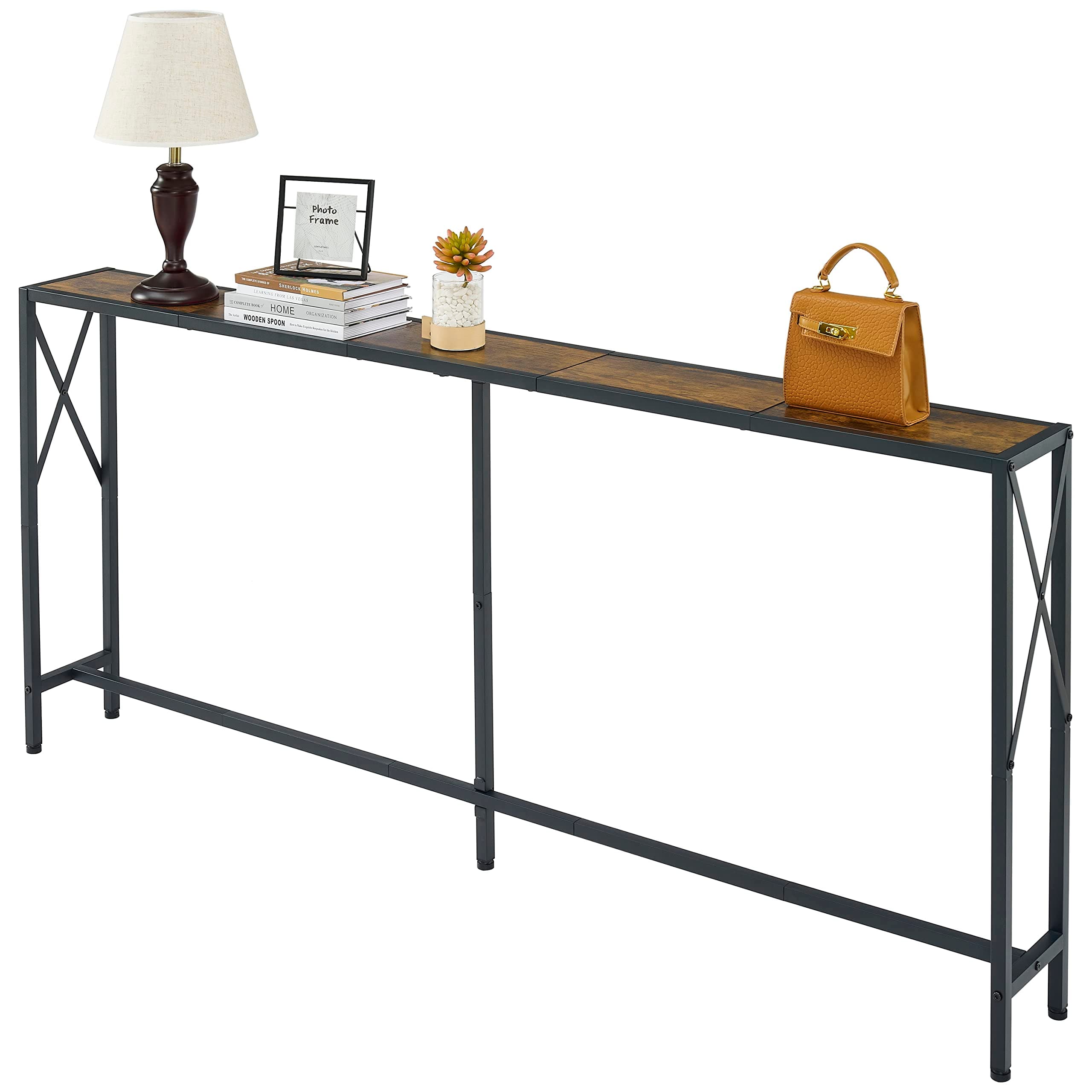 Narrow Industrial Console Table for Entryway, Living Room, Bedroom