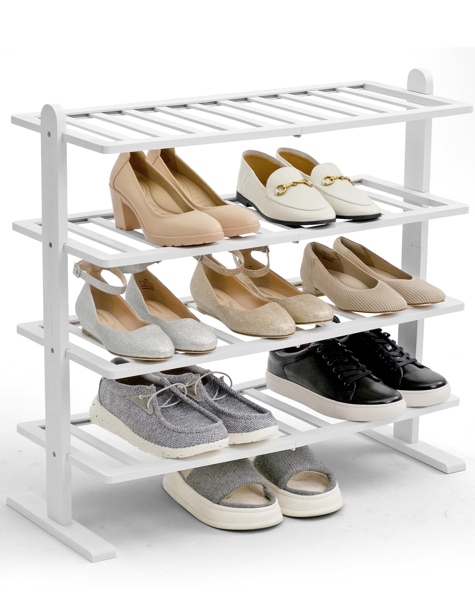 Varhomax 4-Tier Bamboo Shoe Organizer for Closets and Entryways