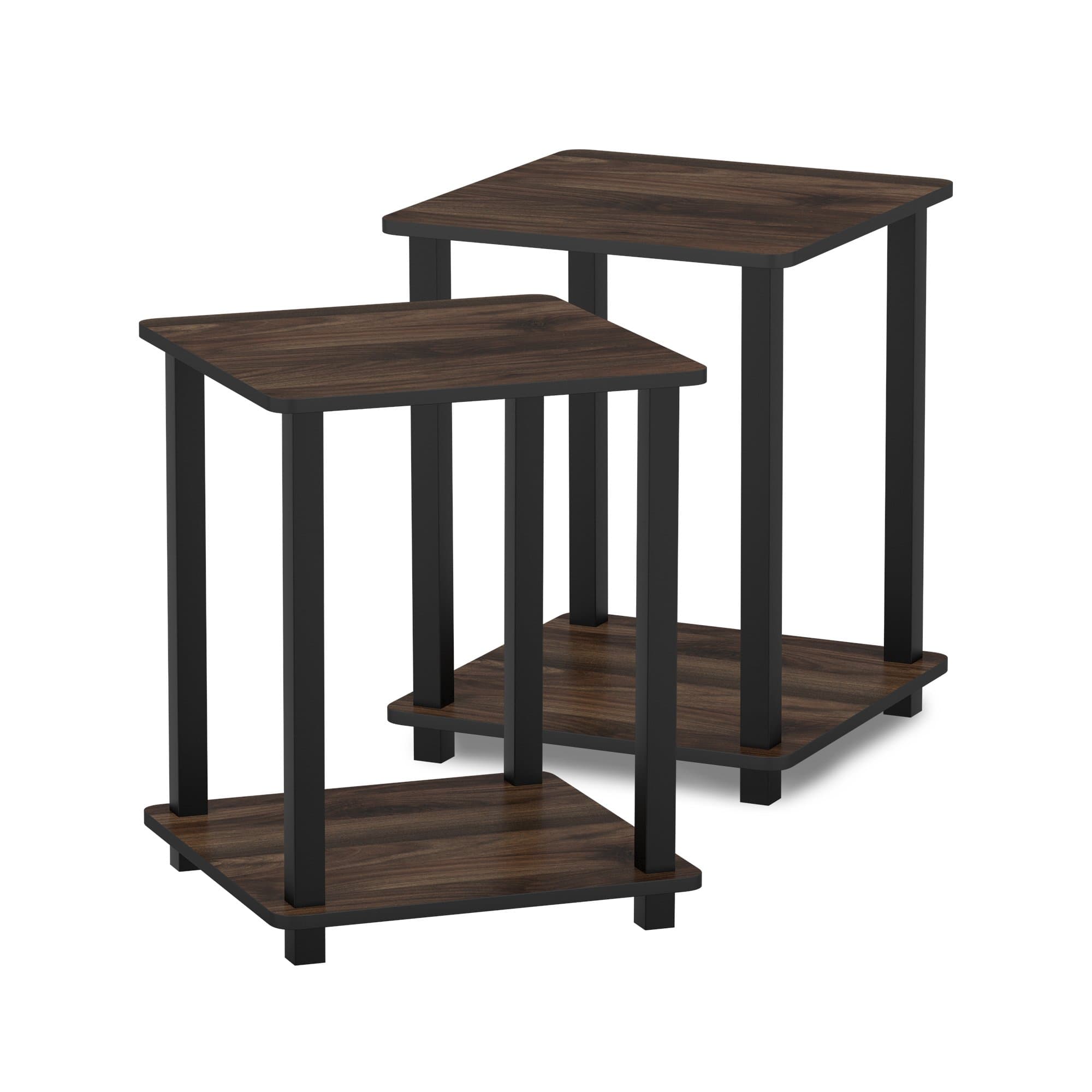Furinno Columbia Walnut/Black Set of 2 End Tables