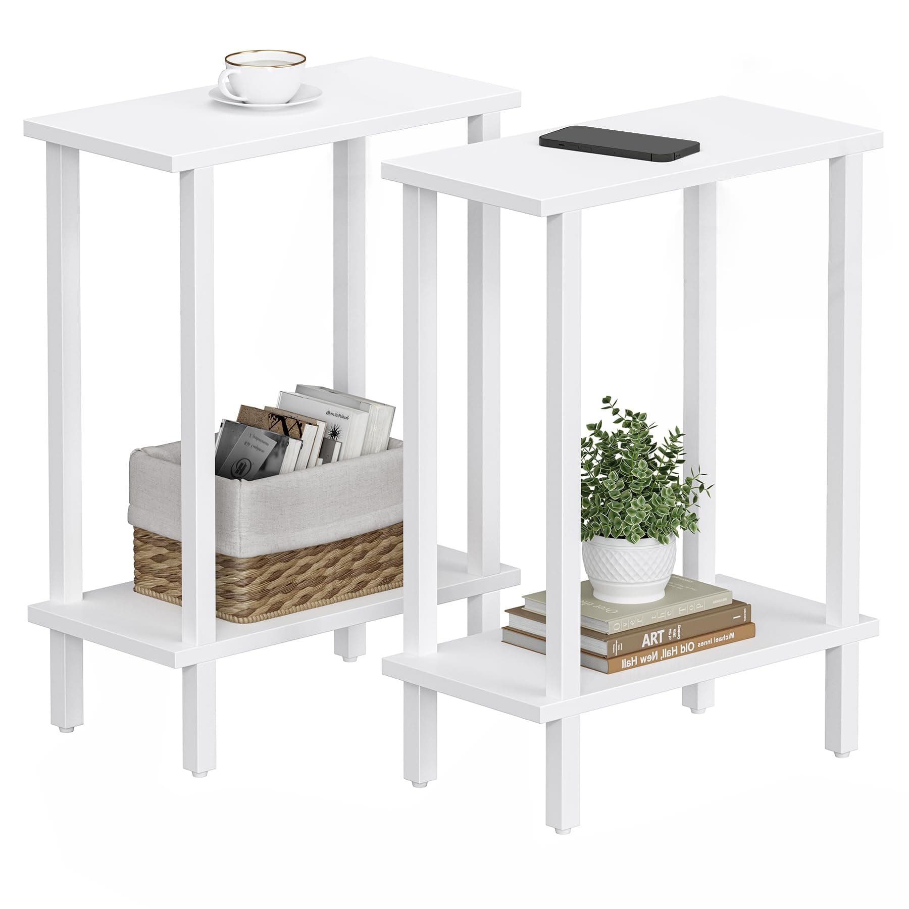 TUTOTAK White Set of 2 Small Side Tables TB01BW0622