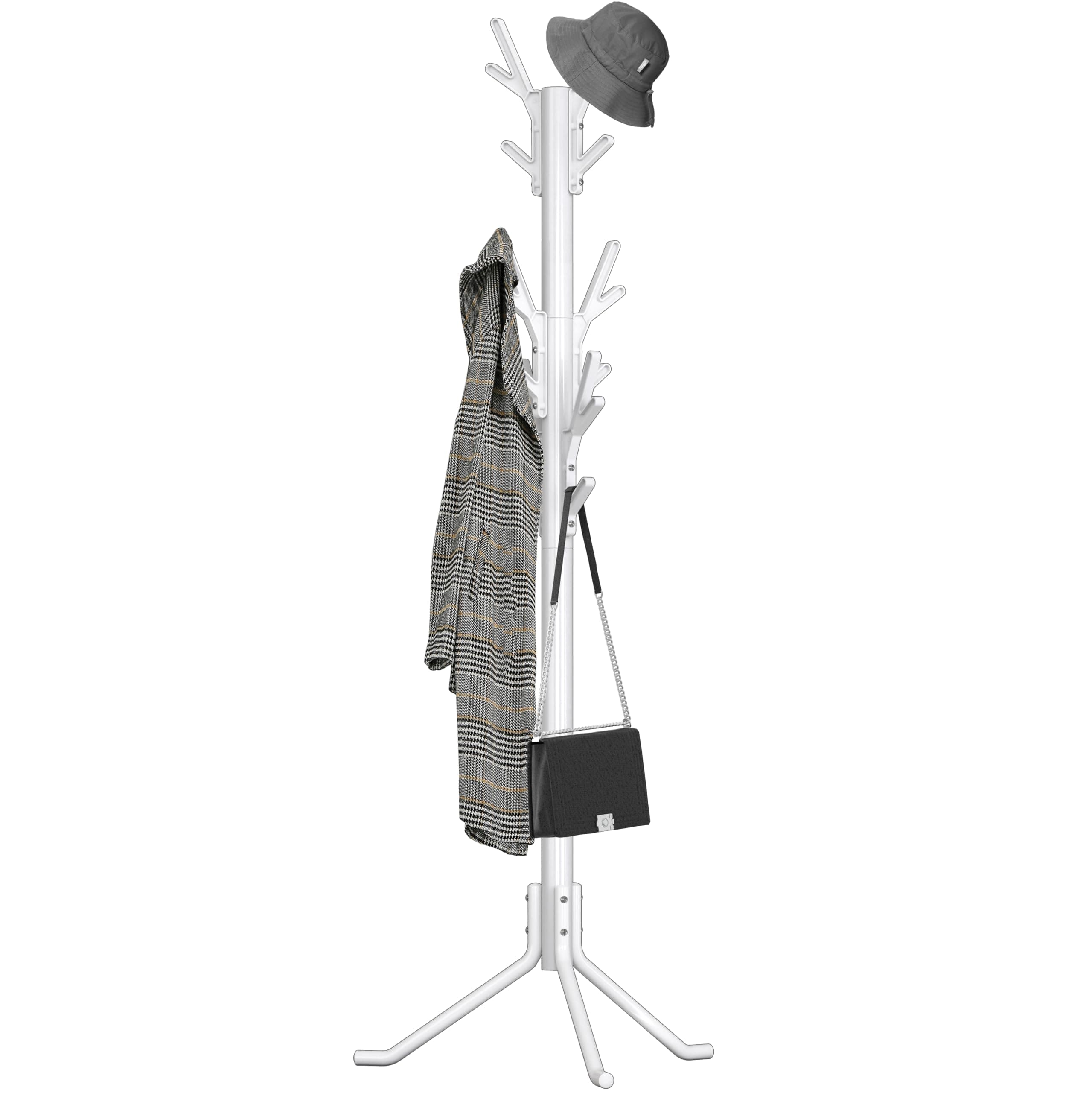 White Shaped Tree Coat and Hat Hanger with 18 Hooks