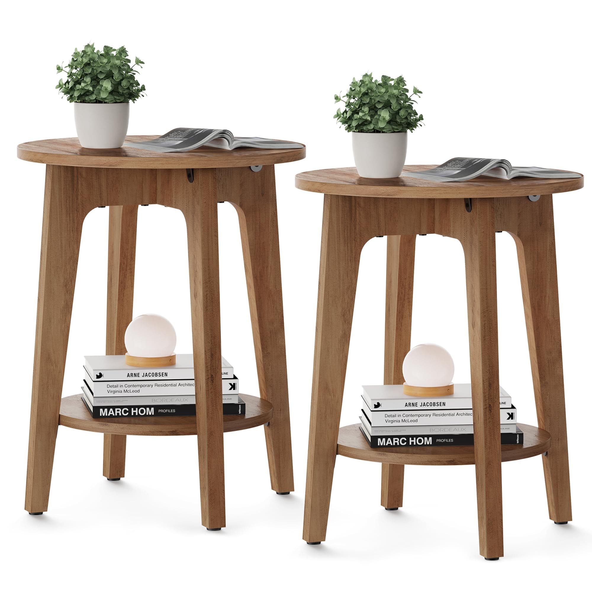 Rustic Walnut Side Tables Set of 2 for Small Spaces
