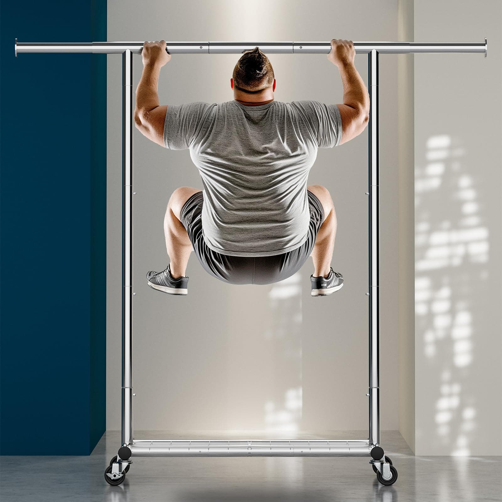 Heavy Duty Rolling Clothes Rack - Portable Metal Garment Rack for Clothing and Coats