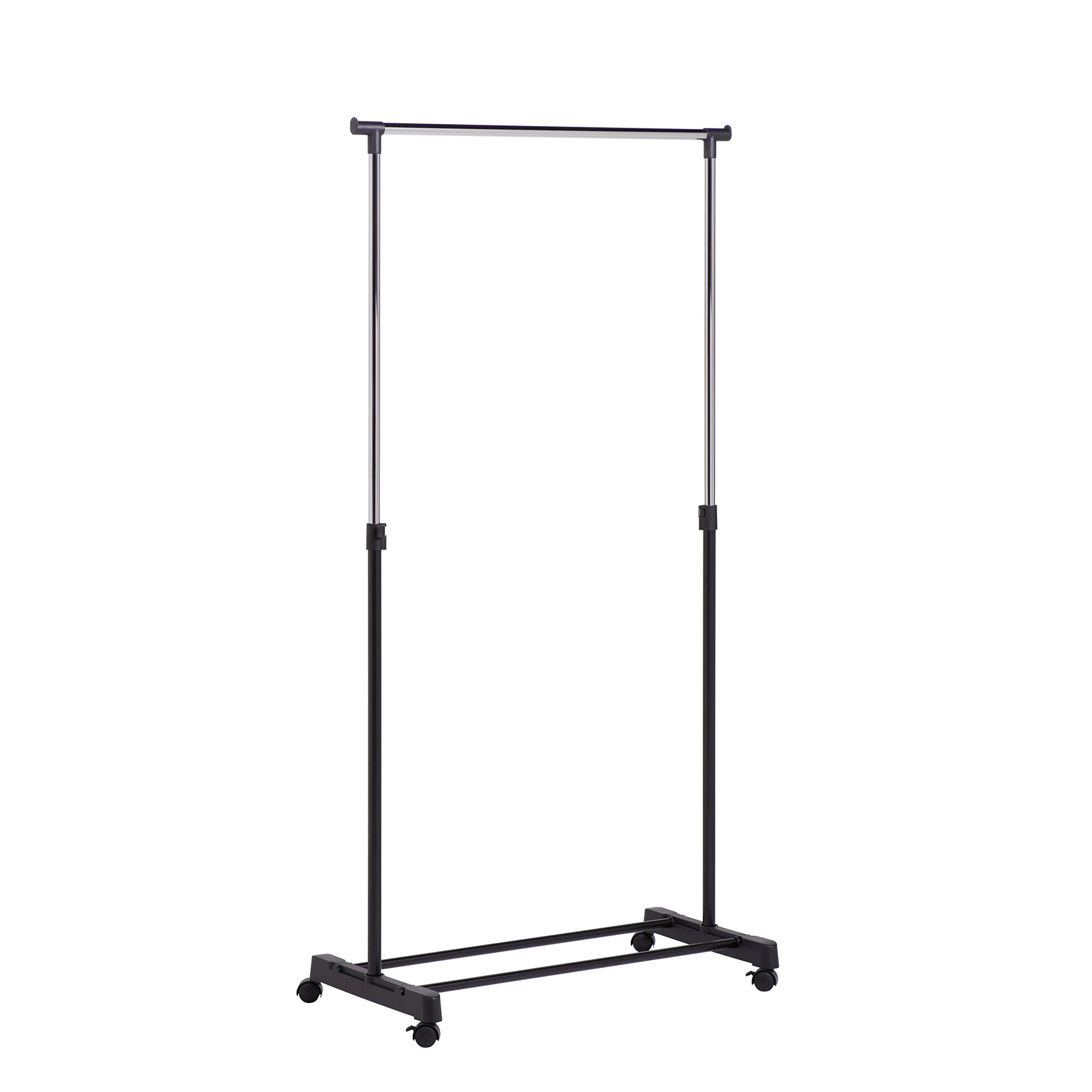 Honey-Can-Do GAR-01122 Chrome Adjustable Height Rolling Clothes Rack 30 lbs