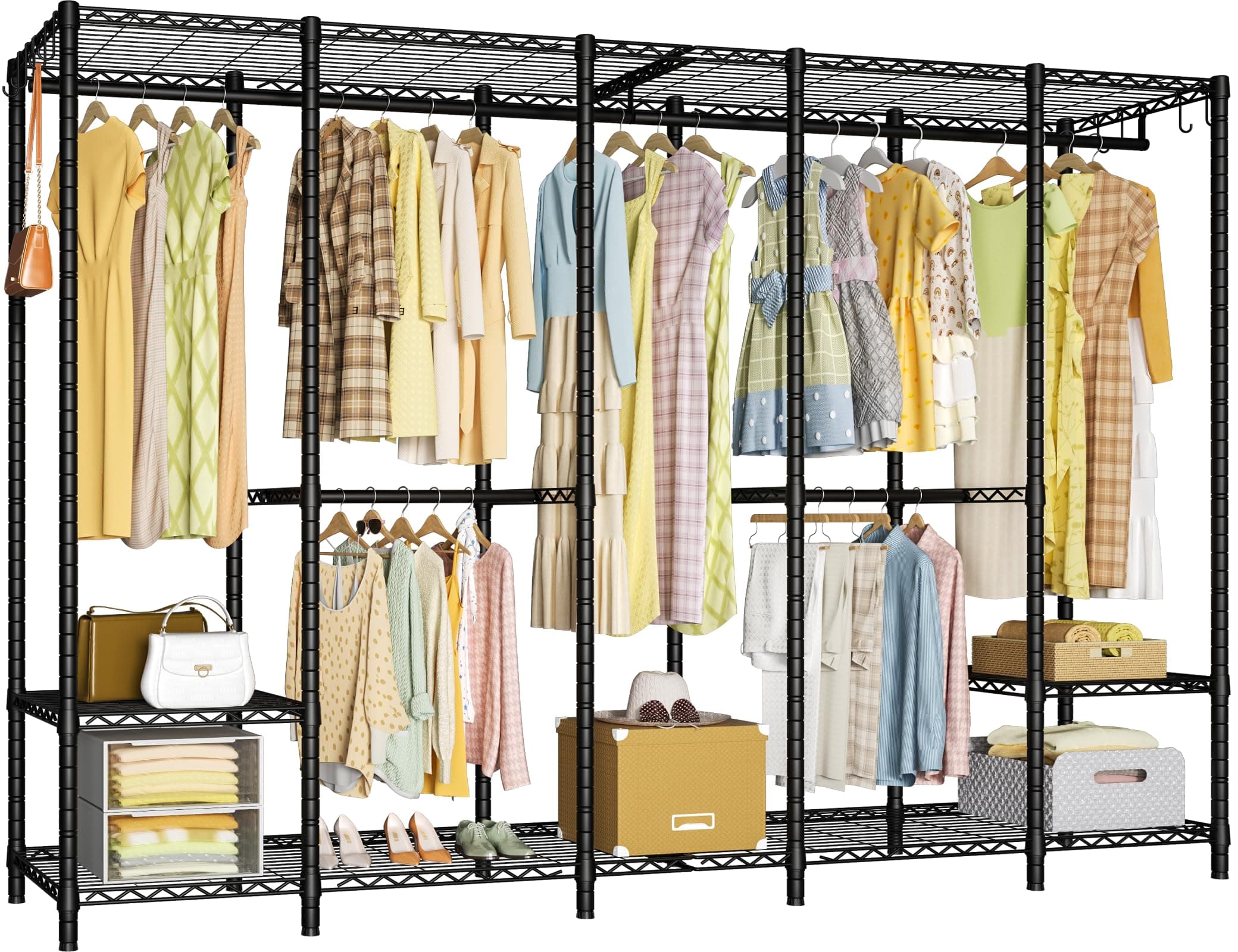Ulif H50 Extra Large Heavy Duty Clothing Rack, Black, Max 1400 Lbs Load Capacity