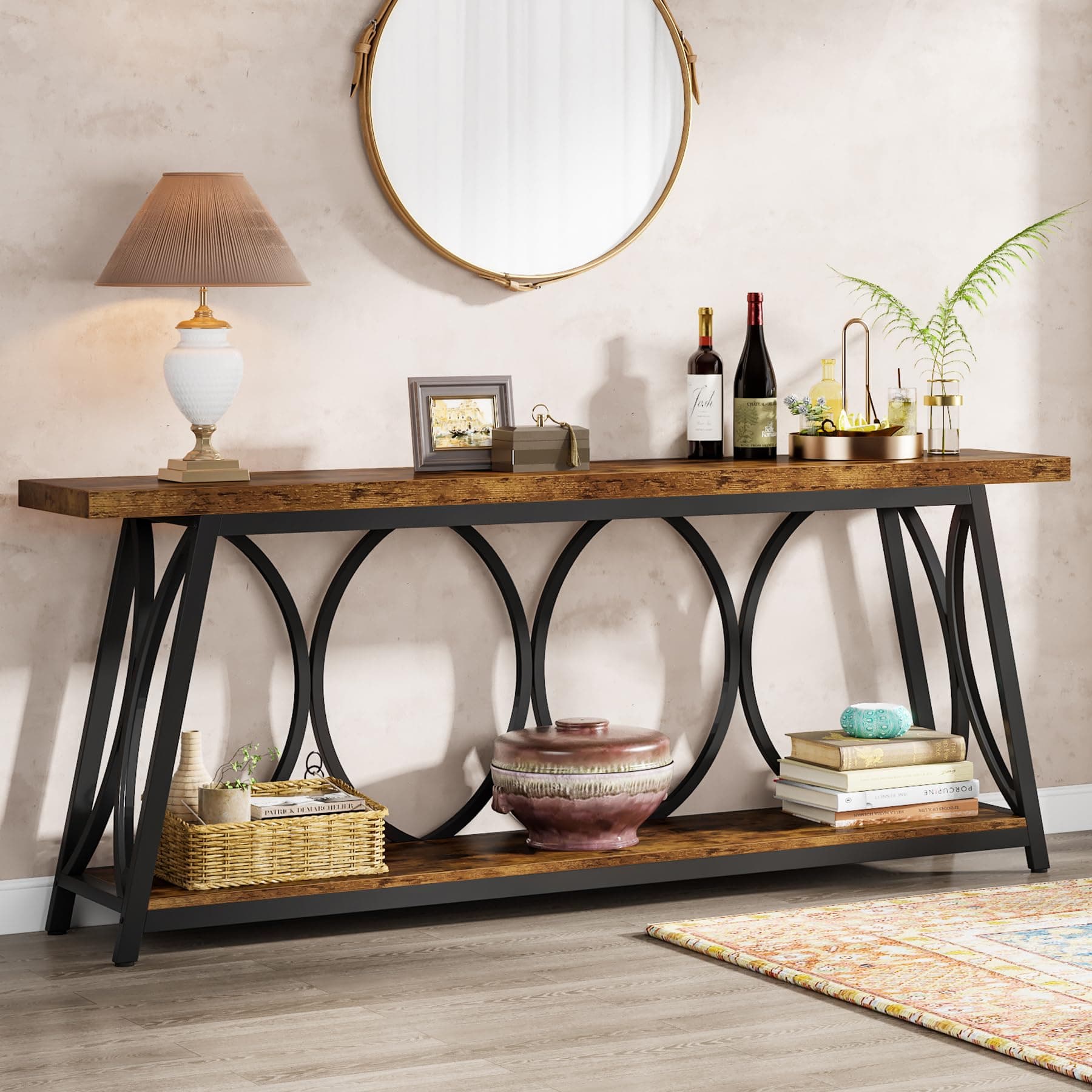 Tribesigns 70.9" Industrial Console Table with Storage for Living Room