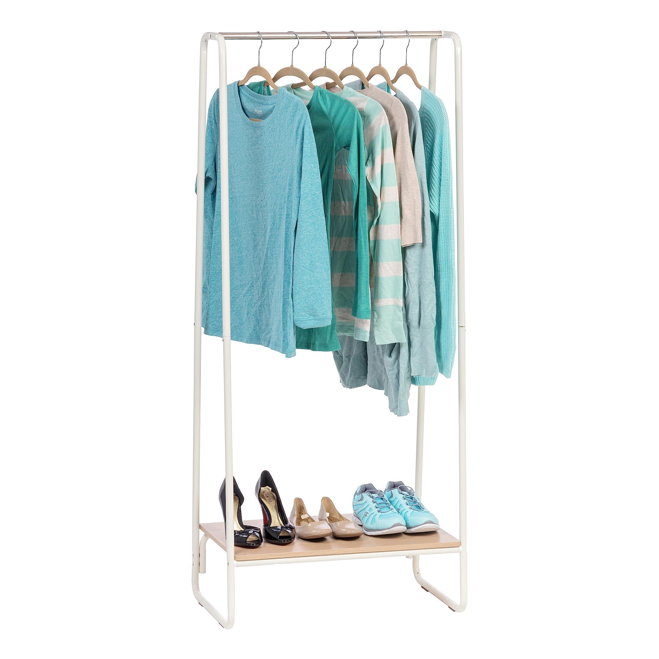 Iris USA Sturdy Freestanding Clothes Rack, White, Hanging & Storage Solution