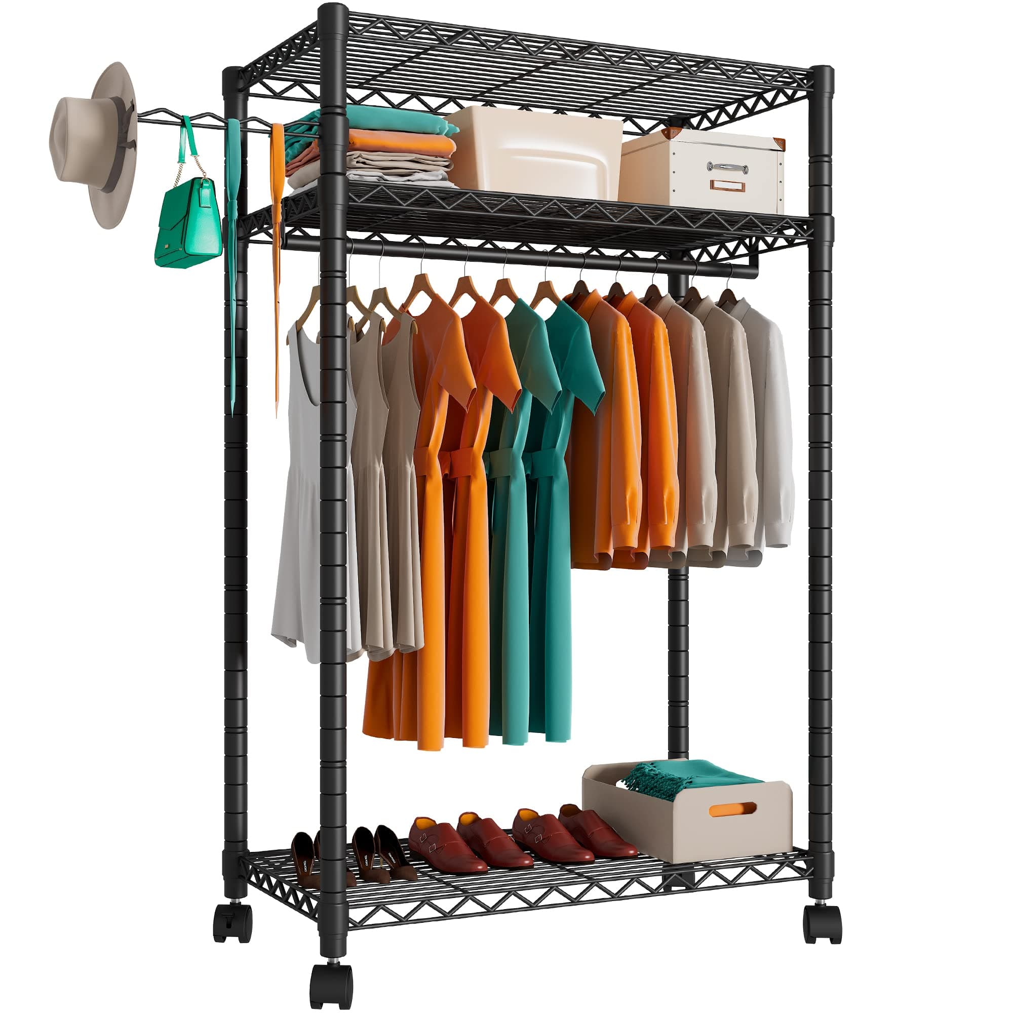 Heavy Duty Rolling Garment Rack, Black, GR1