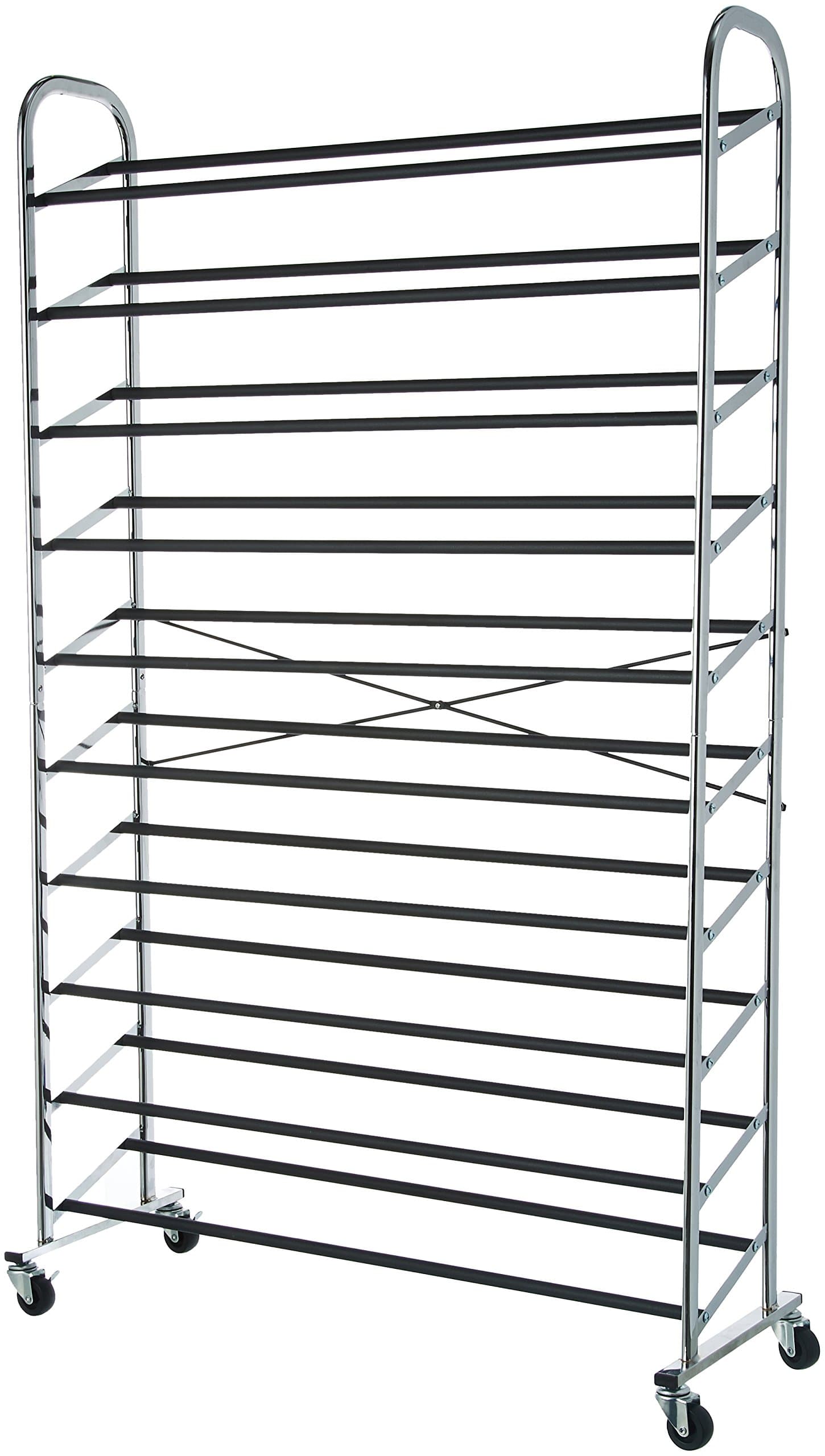 Amazon Basics Chrome Shoe Organizer, 50-Pair, 35.8 x 14.6 x 59.5 inches