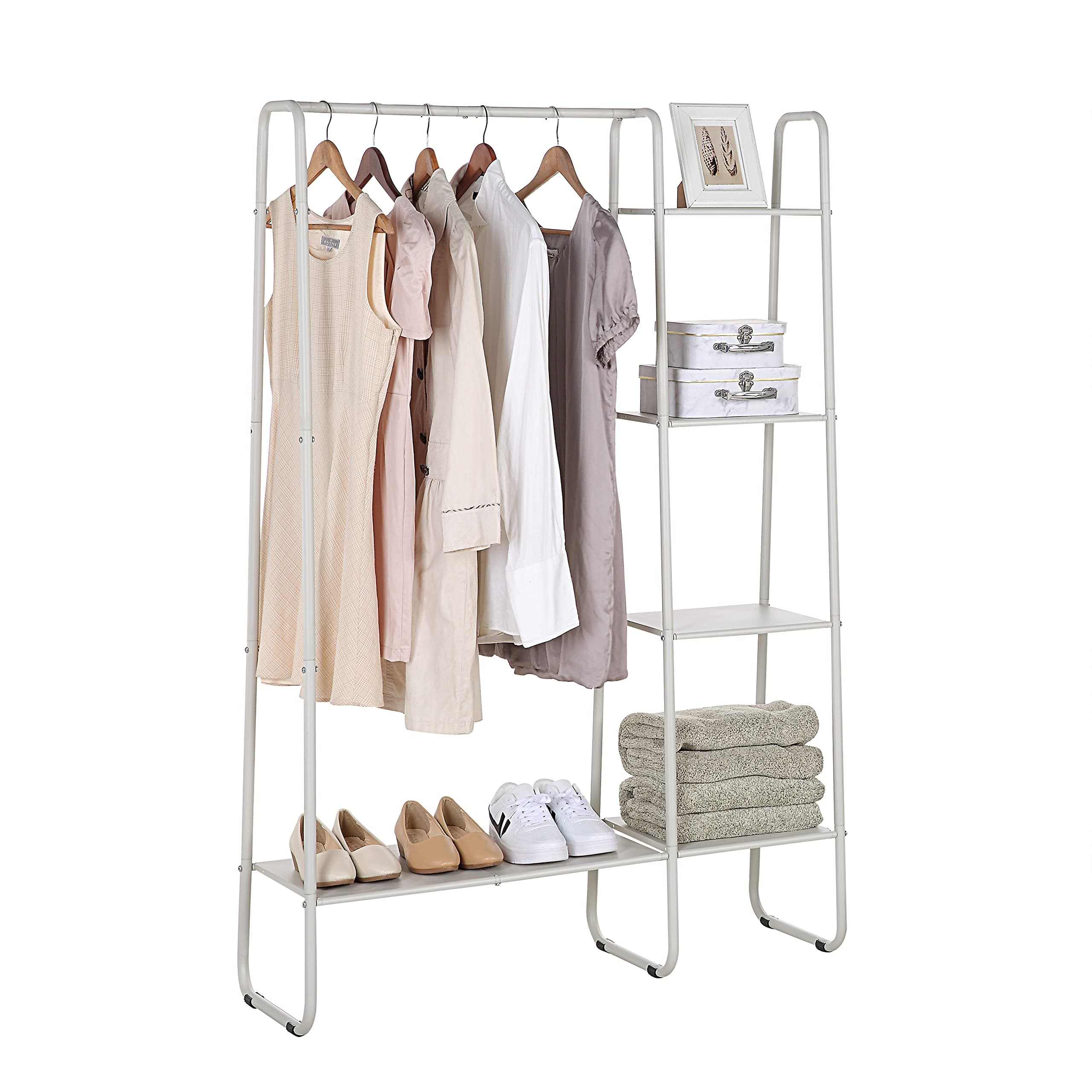SunnyPoint White Freestanding Metal Closet Organizing Rack