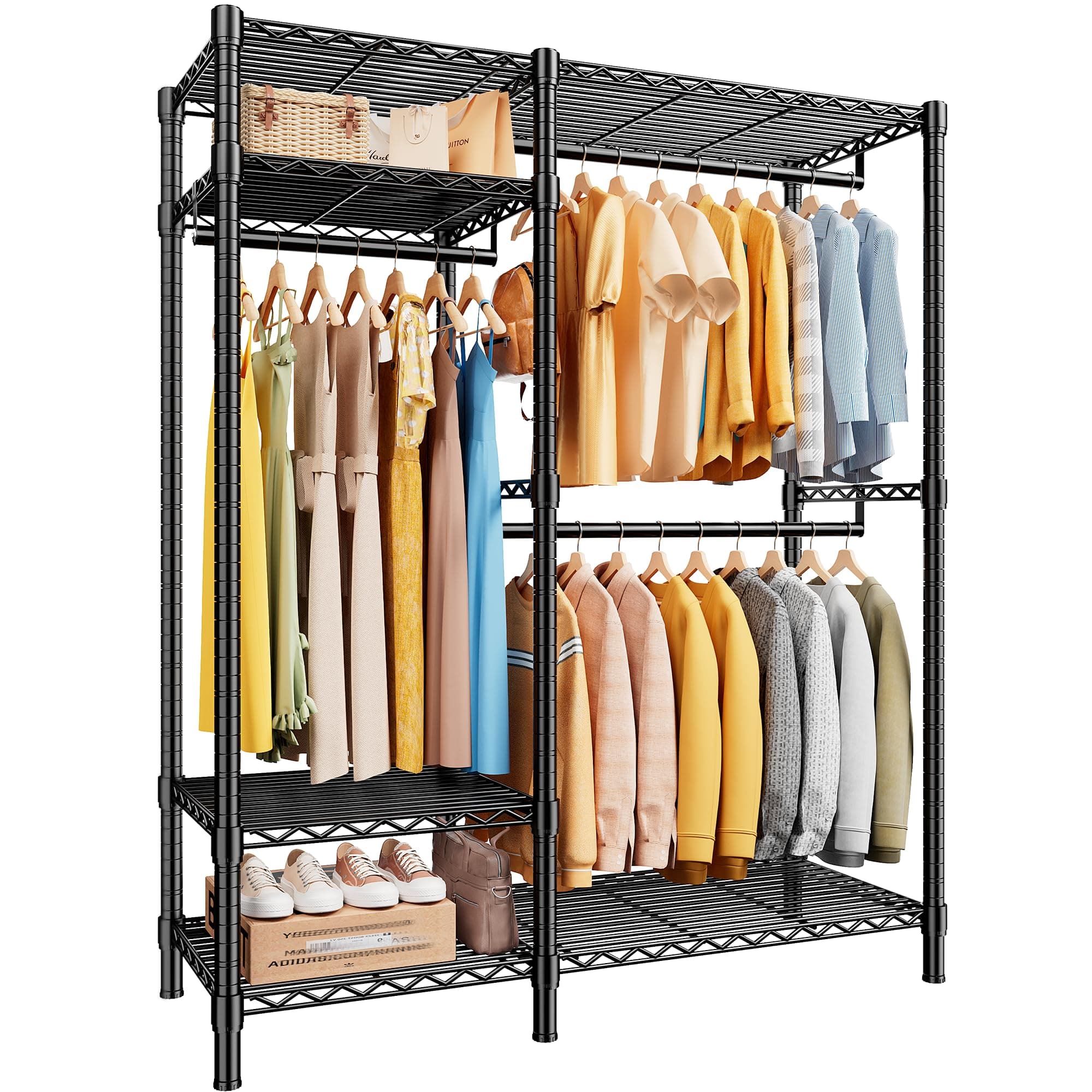 Raybee Heavy Duty 780LB Clothing Rack, Adjustable Metal Closet, Black