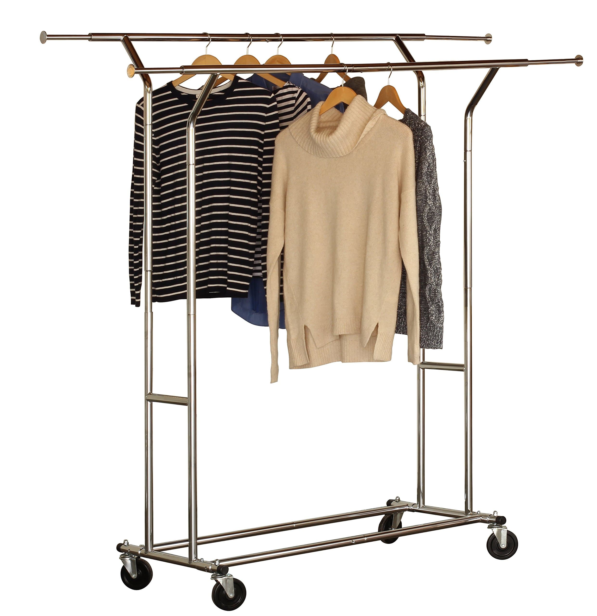 DecoBros Chrome Double Rail Commercial Garment Rack