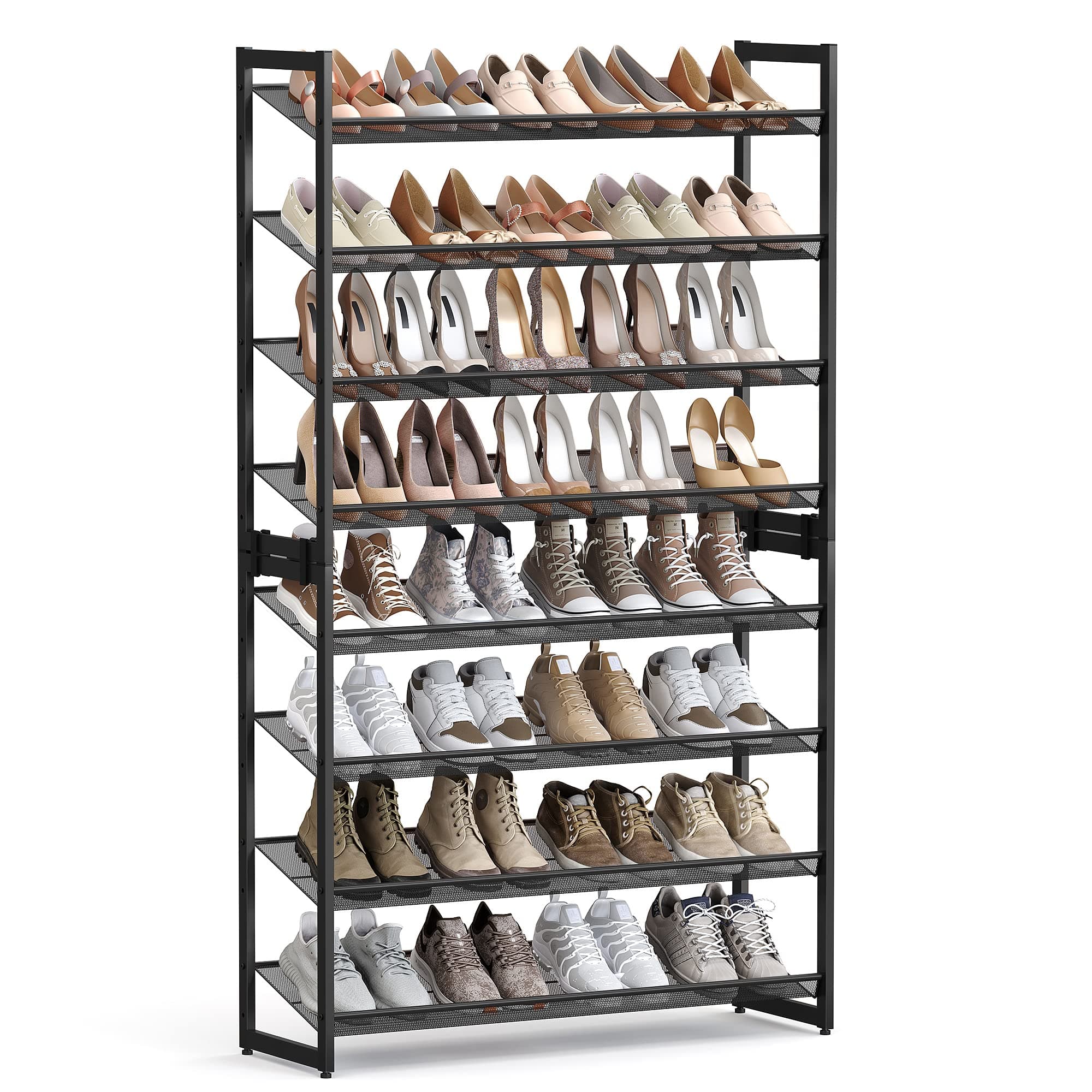 SONGMICS 8-Tier Shoe Organizer, Metal Garage Rack, Black ULMR08B