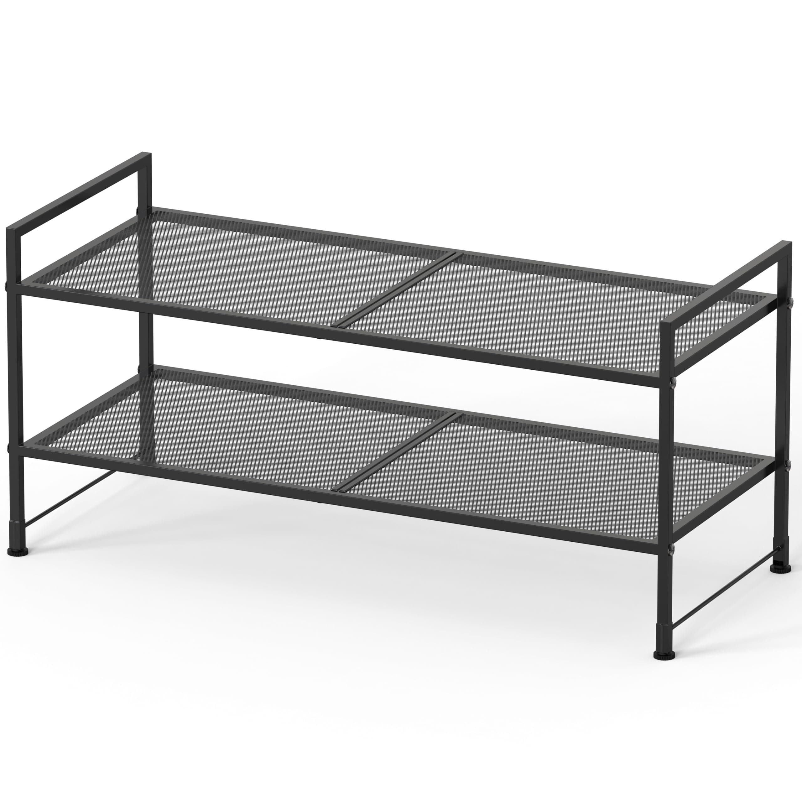 Black 2-Tier Stackable Mesh Shoe Organizer