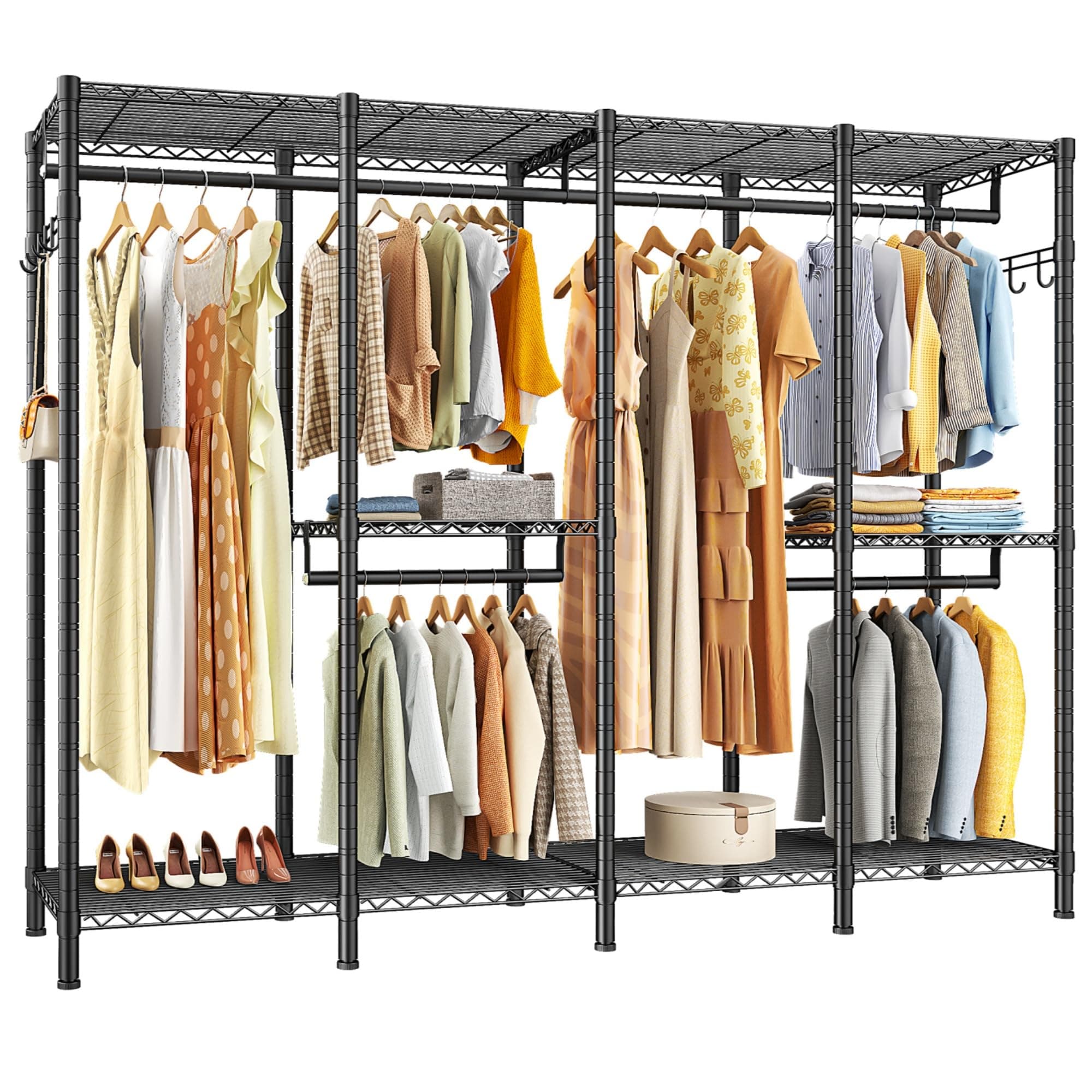 Raybee Heavy Duty Clothing Rack 910LBS, 75" H x 75" W, Black