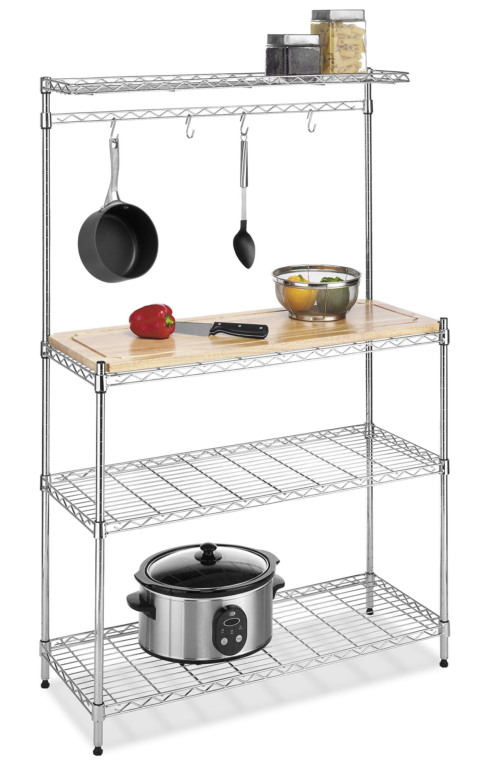 Whitmor Supreme Baker's Rack with Removable Wood Cutting Board - Chrome