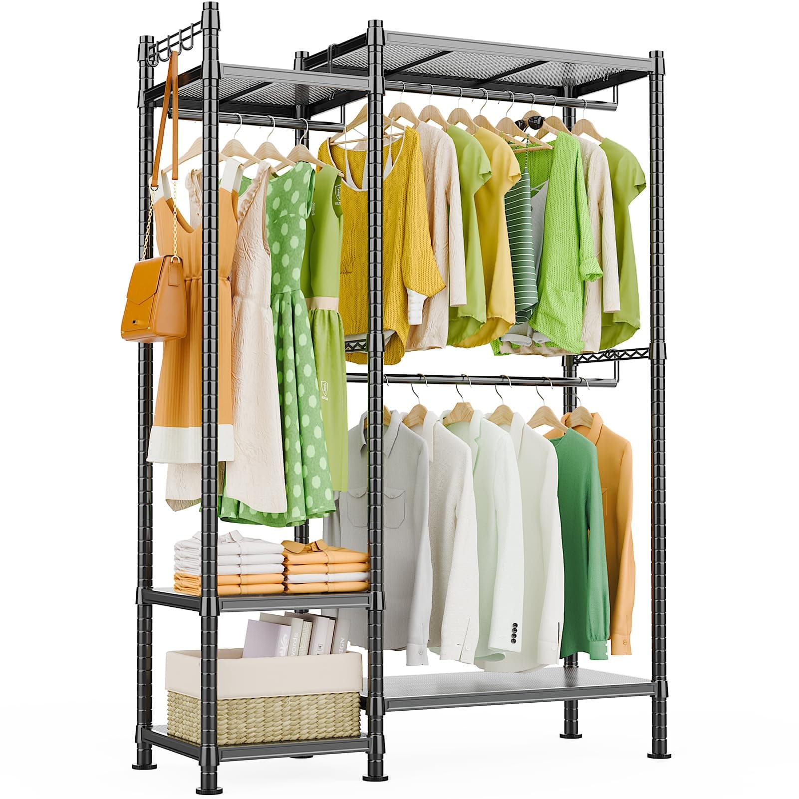 LEHOM G3 Heavy Duty Freestanding Clothes Rack with Shelves