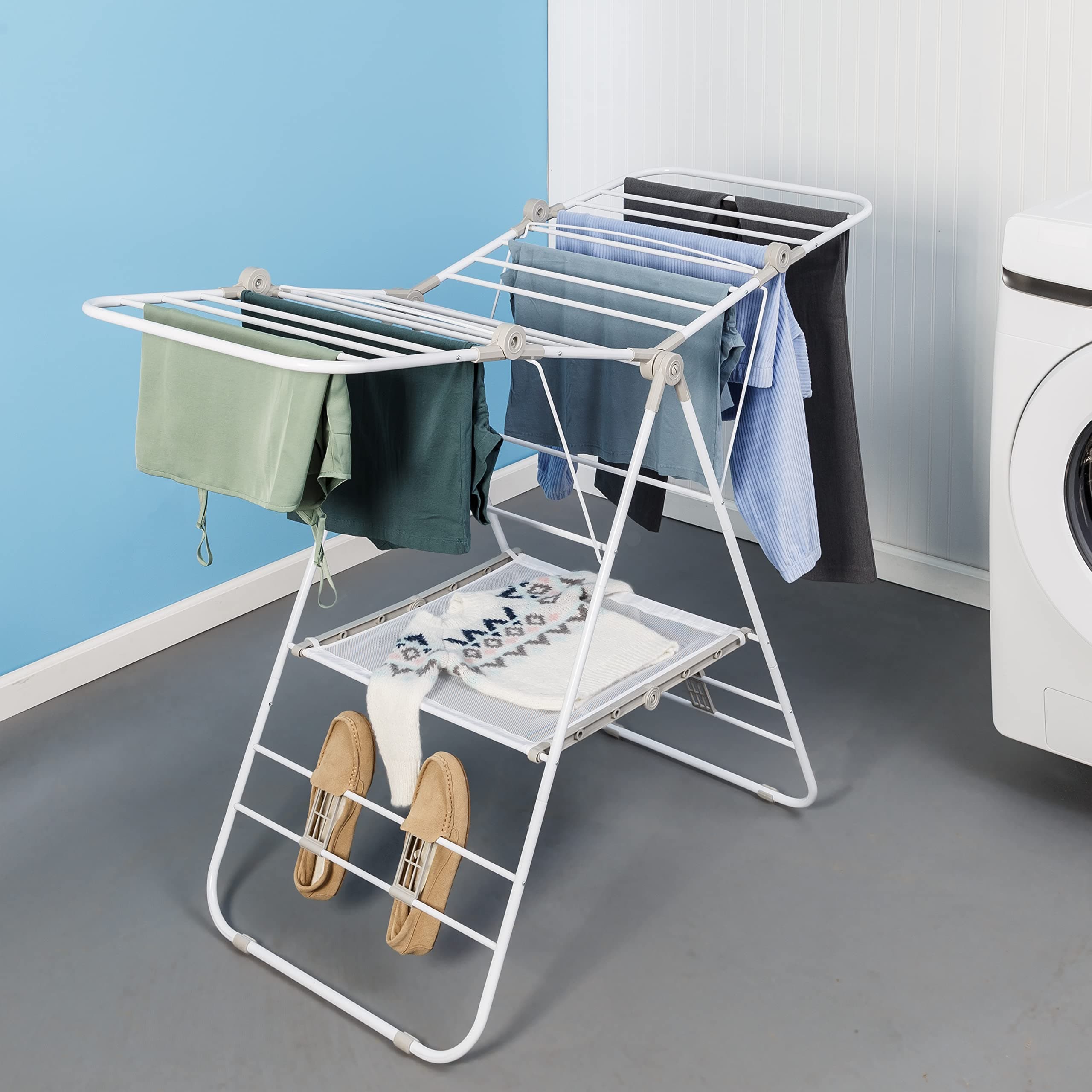 Honey-Can-Do Large Expandable Gullwing Clothes Drying Rack - White DRY-09805