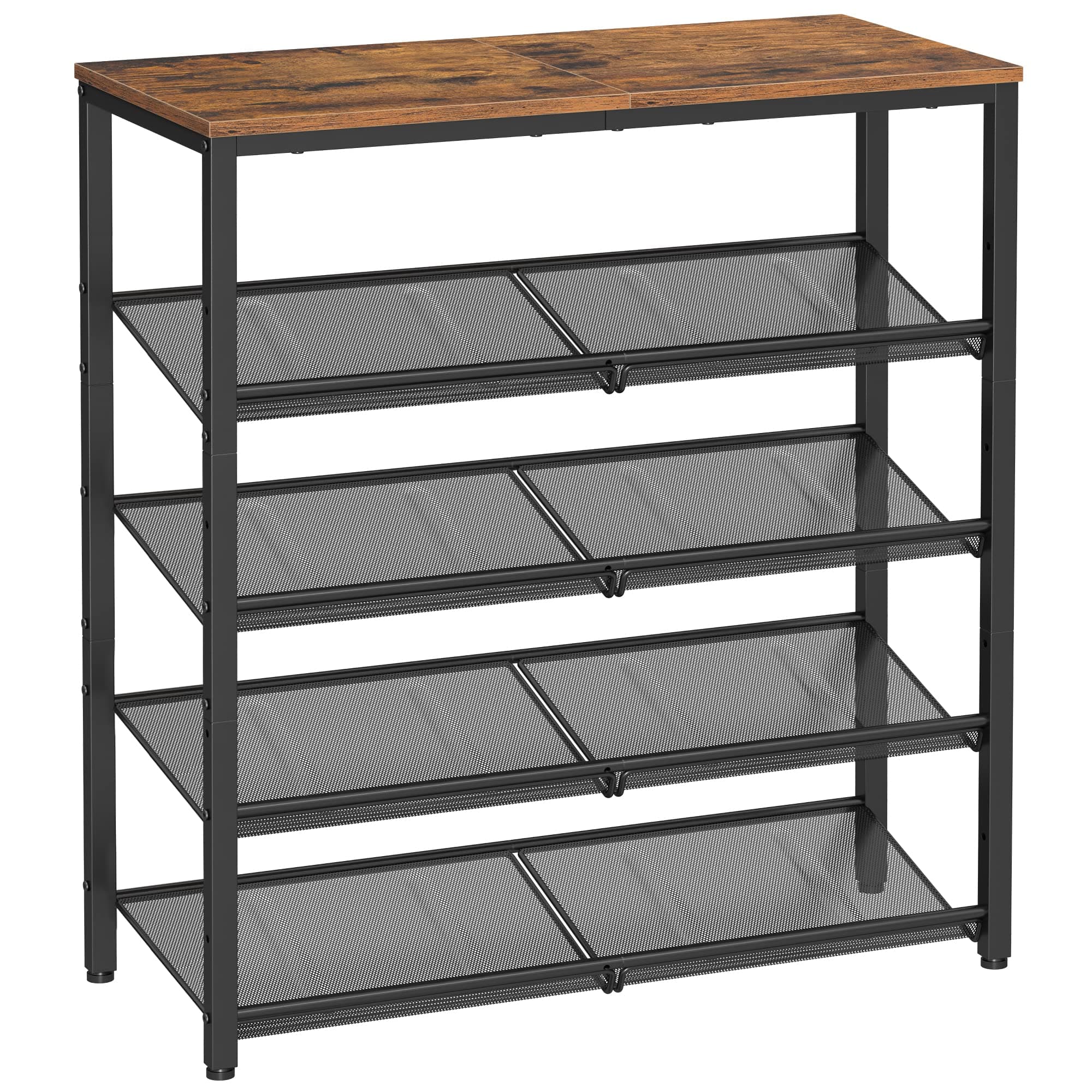 VASAGLE Industrial Rustic Brown 5-Tier Shoe Rack with Storage Shelves ULBS038B01