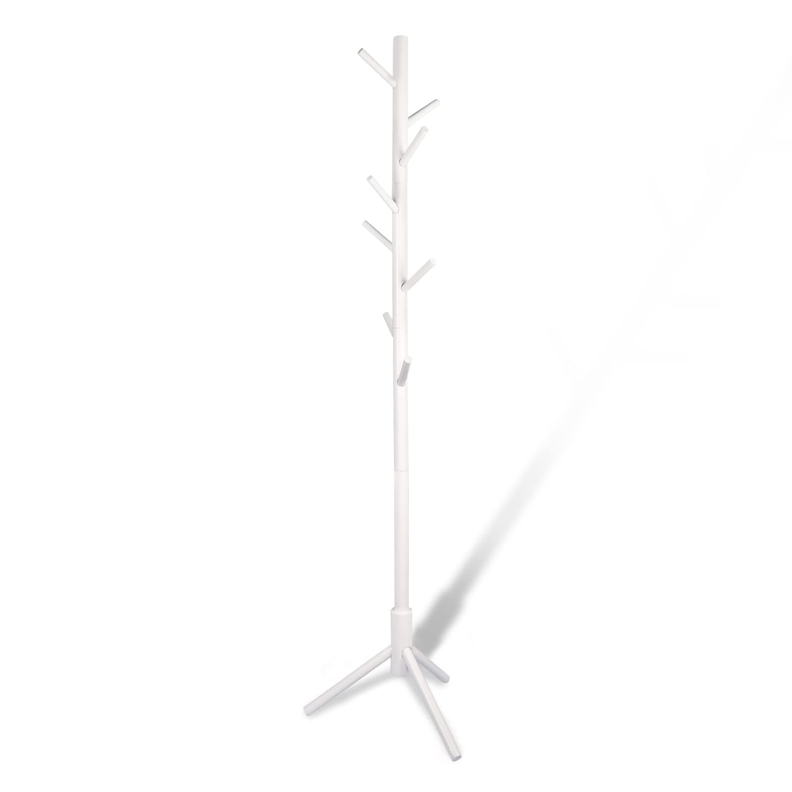 Tree-Shaped Solid Wood Coat Rack with 8 Hooks for Living Room, Bedroom, Office