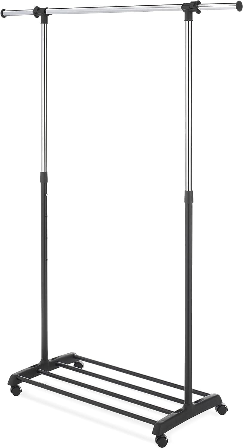 Whitmor Deluxe Rolling Garment Rack - Black and Chrome