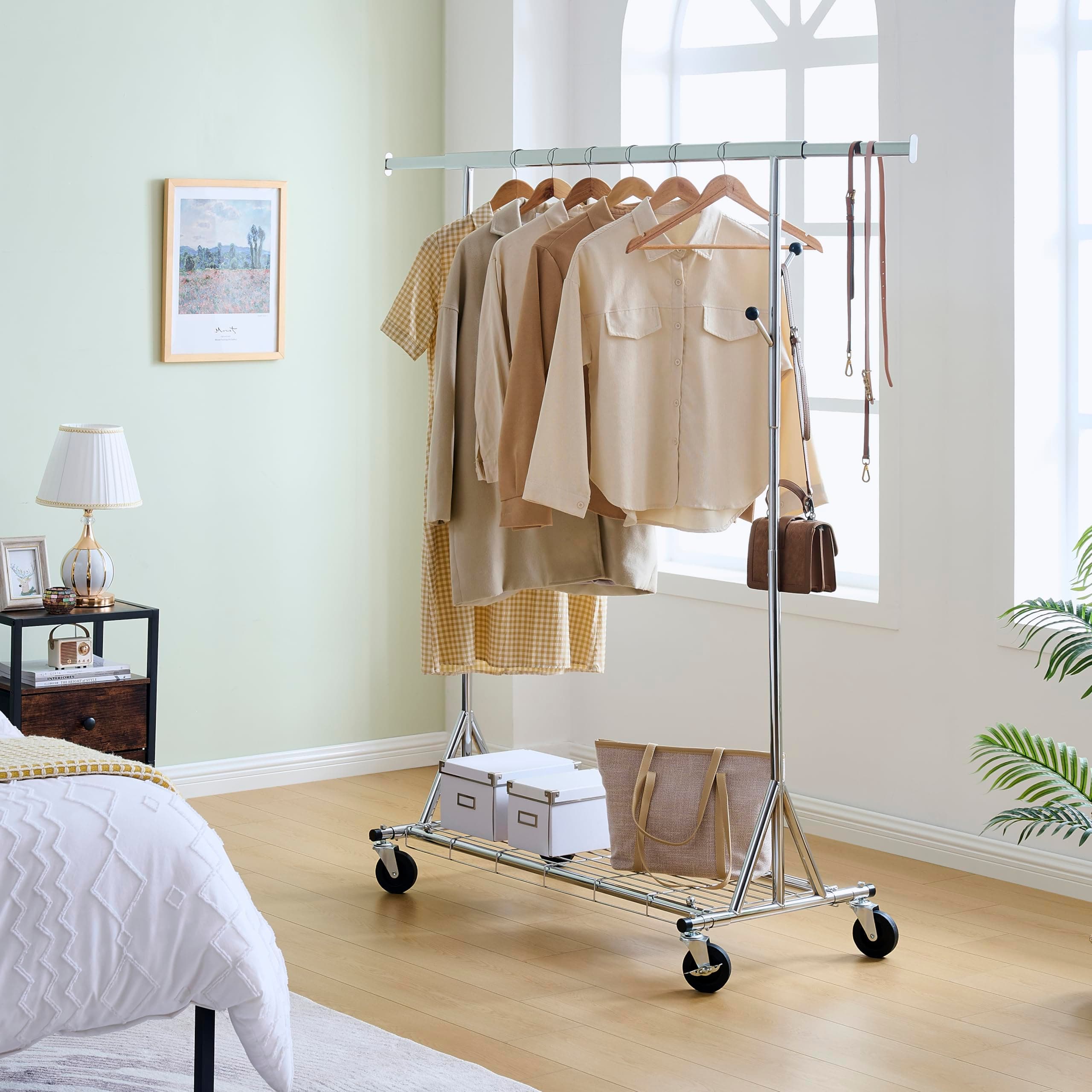 Commercial Heavy Duty Rolling Clothes Rack - 600 lb Capacity