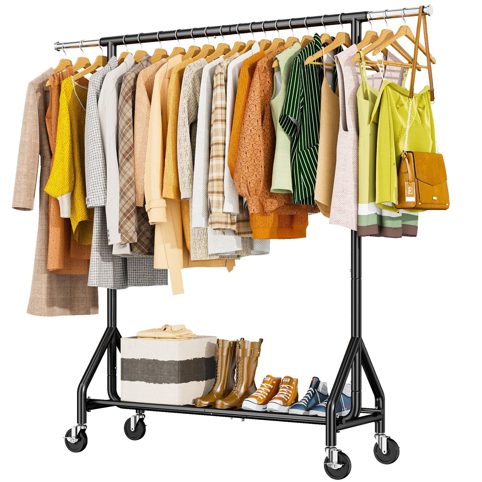 Durable Clothes Rack for Hanging Clothes, 450lb Load Capacity, Black