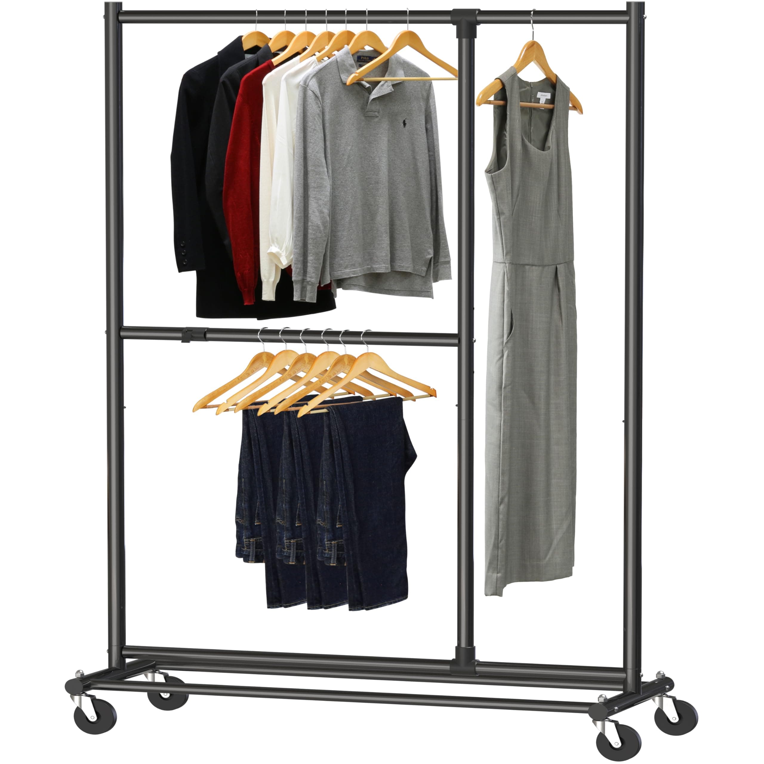 Black Adjustable Garment Rack, 72-inch Height - Simple Houseware