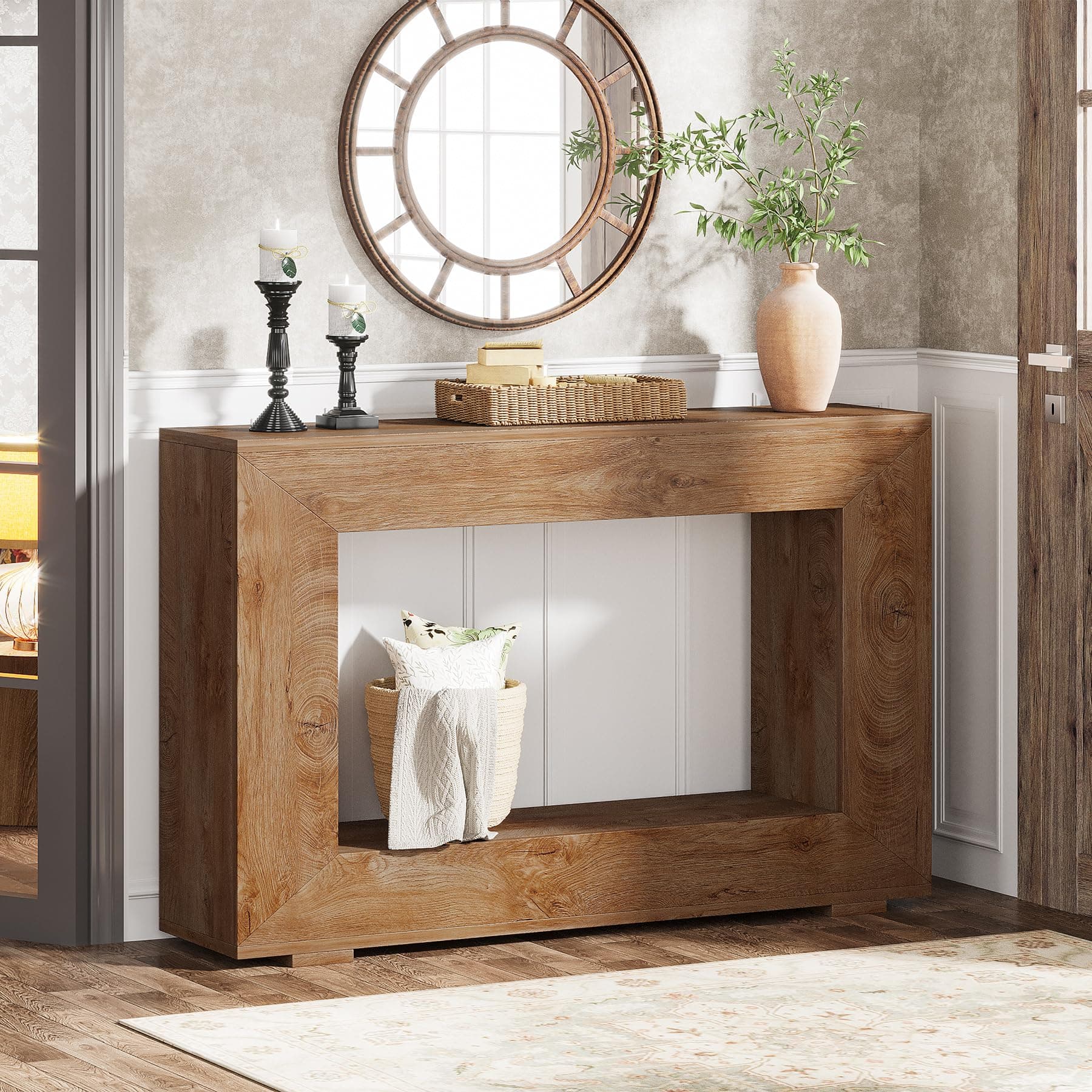 Tribesigns Industrial Farmhouse Console Table with Storage for Living Room Entrance