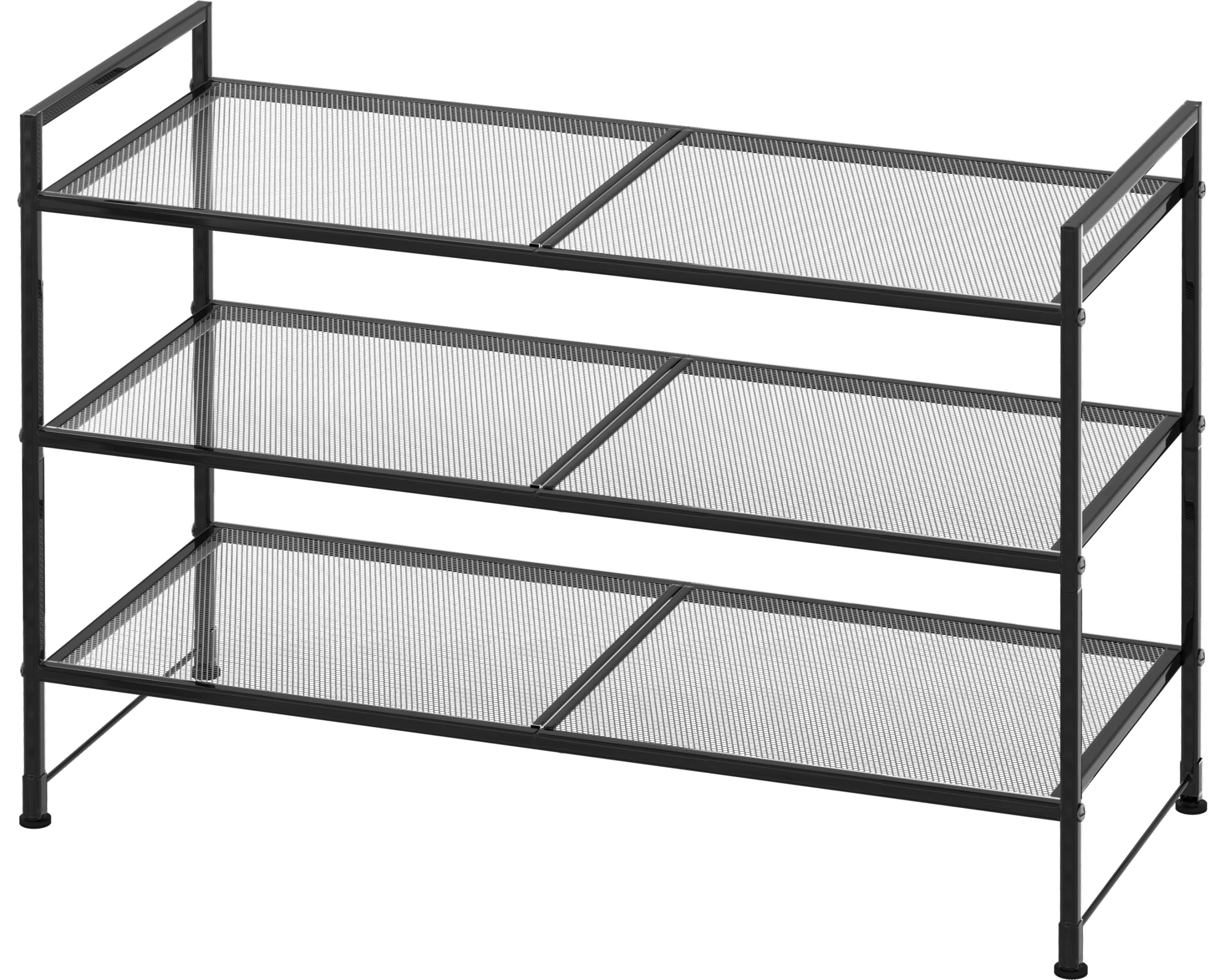 Black 3-Tier Stackable Mesh Shoe Rack